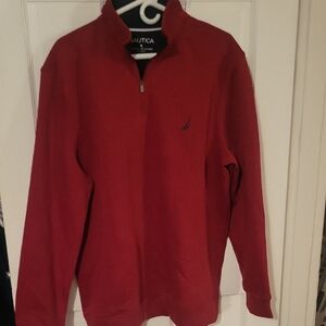 Nautica Vintage Berry Zip Up Sweatshirt with High Collar and Dark Zipper